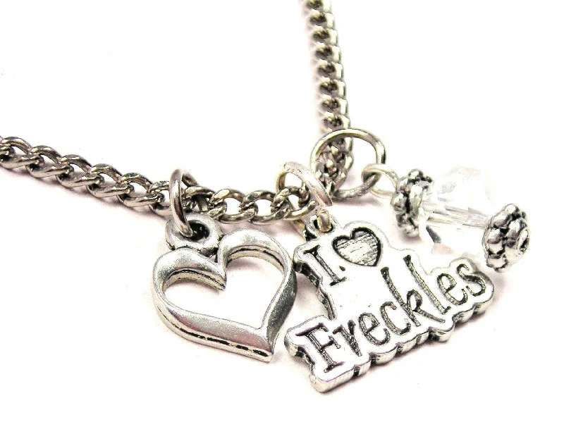 Designer Necklace for Women-I Love Freckles Heart And Crystal Necklace