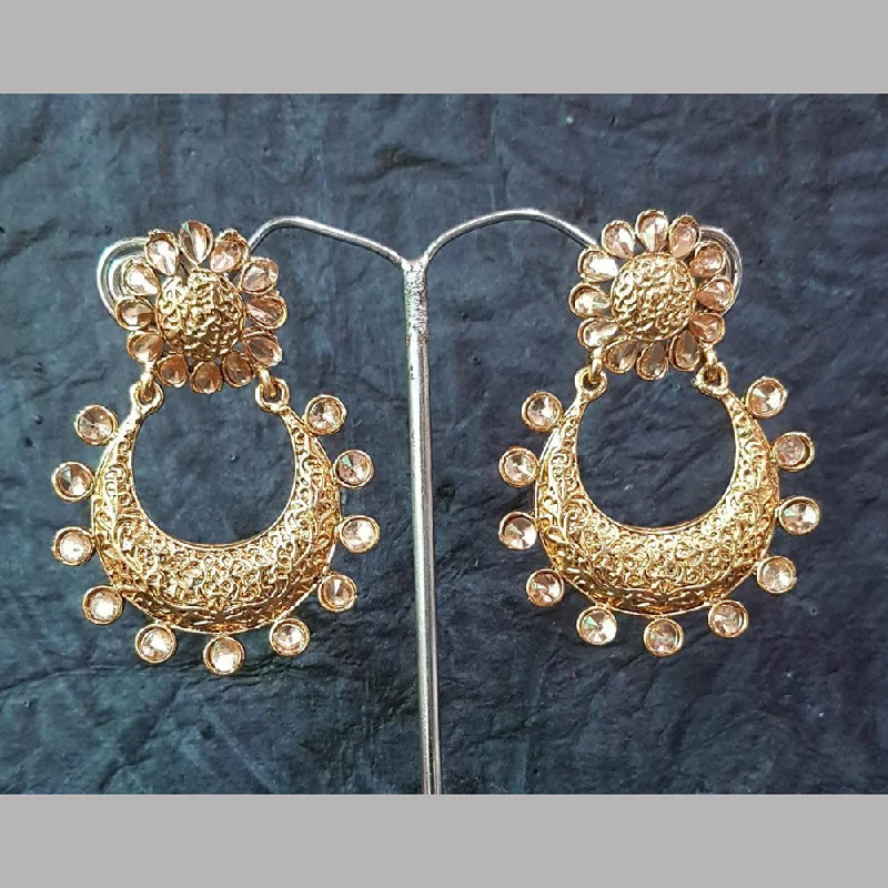 Small Hoop Earrings-Shreeji Gold Plated Crystal Stone Dangler Earrings