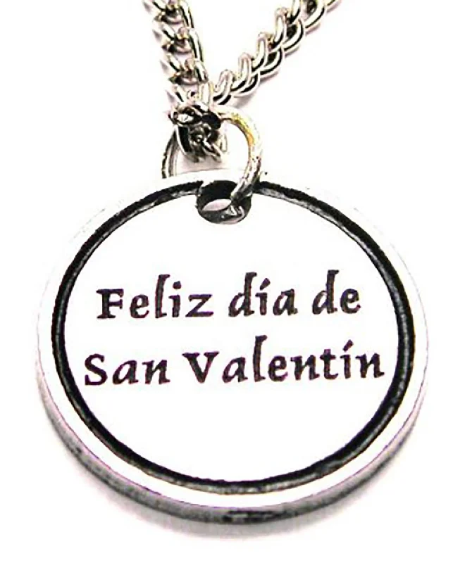 Luxury Diamond Necklace-Feliz Dia De San Valentin Single Charm Necklace