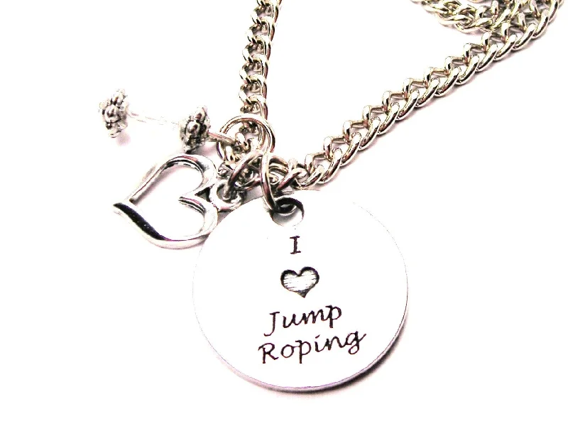 Designer Diamond Necklace-I Love Jump Roping Necklace with Small Heart