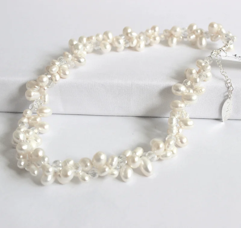 Women’s Chain Necklace-2-strand Freshwater Pearl Necklace - White