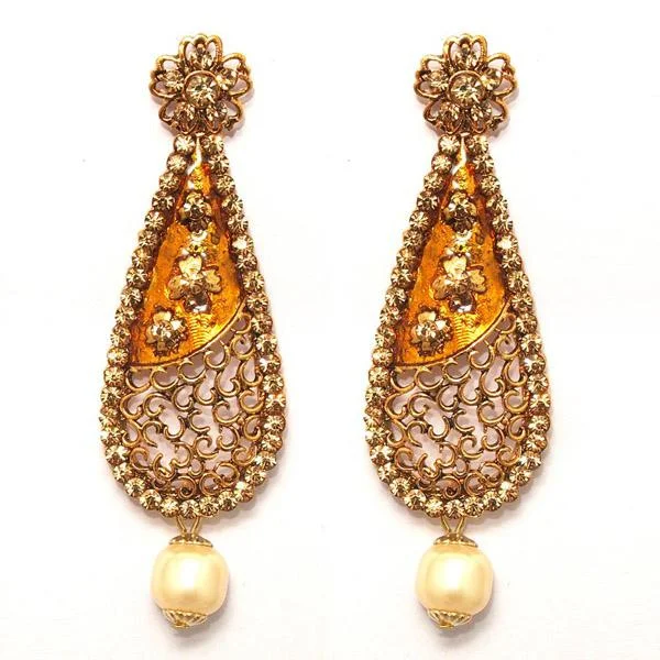 Lightweight Earrings-Kriaa Zinc Alloy Gold Plated Stone Dangler Earring - 1307208A