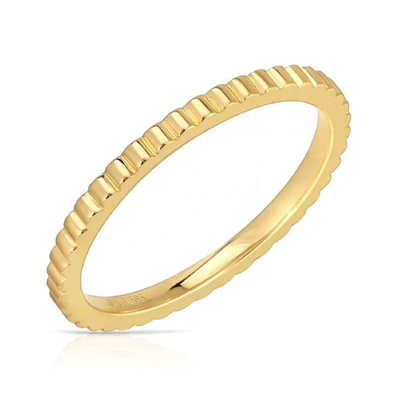 Diamond Eternity Ring-Slim Fluted Golden Ring