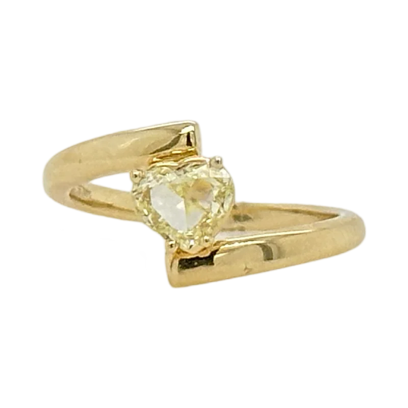 Bold Silver Band Ring-FANCY YELLOW DIAMOND HEART RING