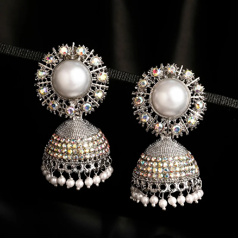 Handmade Hoop Earrings-Shrishti Fashion Lavish Silver Plated Jhumki Earring For Women