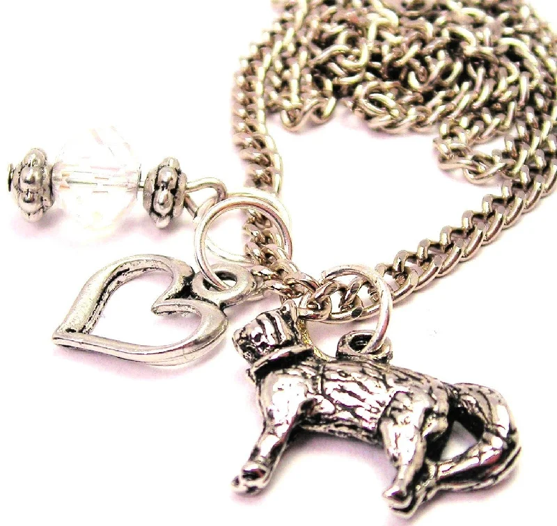 Simple Chain Necklace-Cat With Collar Necklace with Small Heart