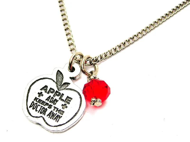 Silver Infinity Necklace-Apple A Day Keeps The Doctor Away Necklace