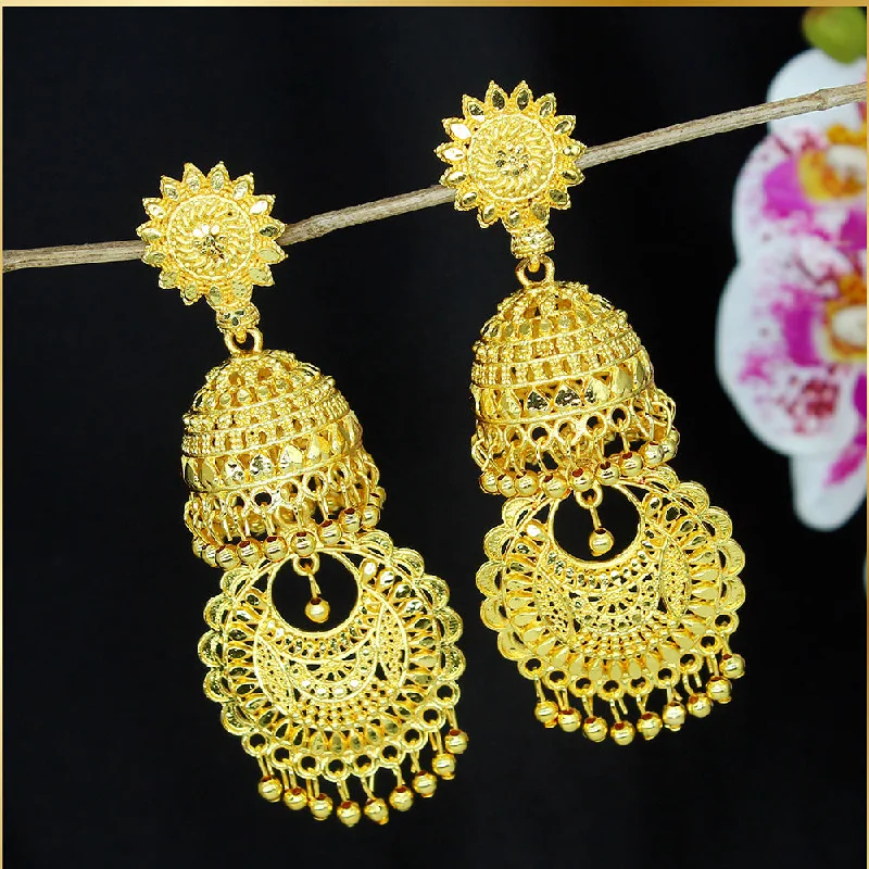 Vintage Pearl Earrings-Mahavir Dye Gold Jhumki Earrings