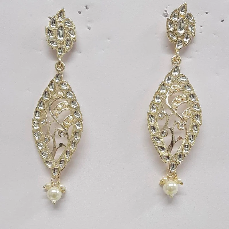 Silver Teardrop Earrings-Shreeji Kundan Stone Gold Plated Dangler Earrings - ShreejiEar31