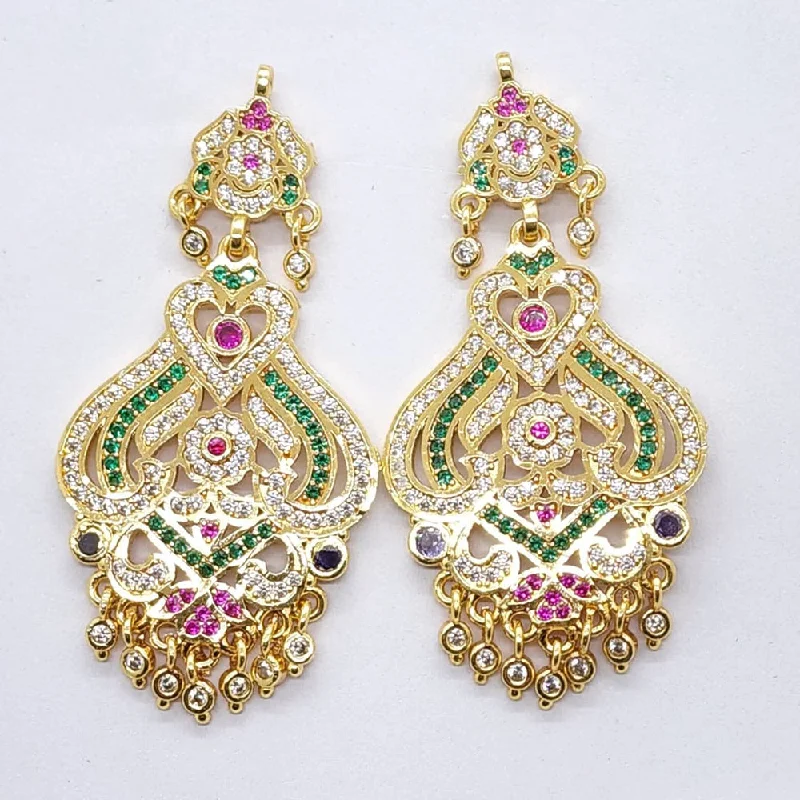 Luxury Pearl Earrings-Raiyaraj Gold Plated American Diamond Micro Plating Pack of 3 Dangler Designer Earrings