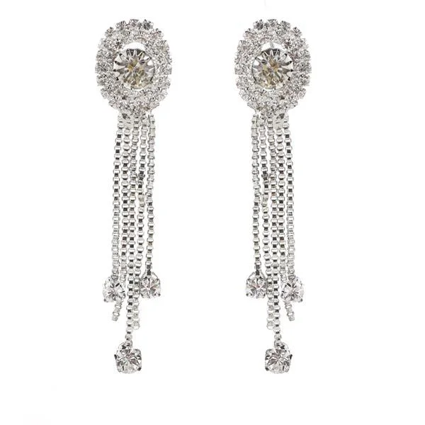 Sunflower Earrings-Tip Top Fashions Austrian Stone Rhodium Plated Dangler Earrings - 1306109