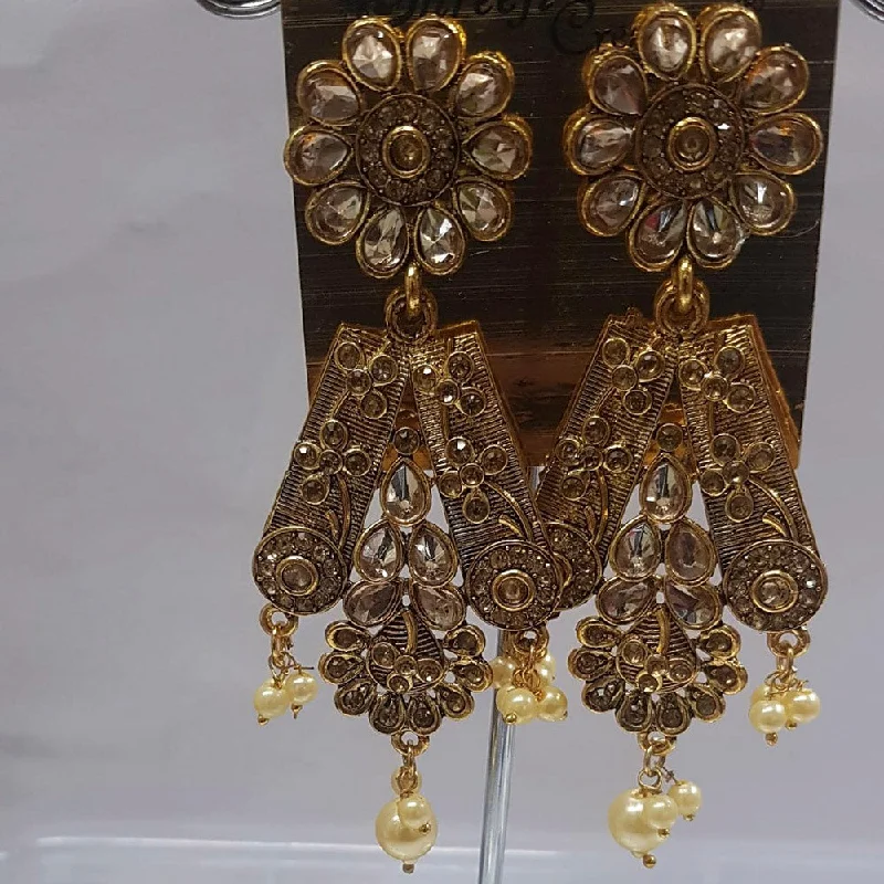 Large Statement Earrings-Shreeji Austrian Stone Gold Plated Dangler Earrings-ShreejiEar03