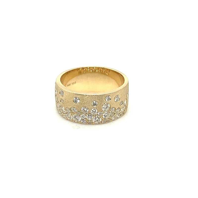 Wedding Ring with Yellow Diamonds-Diamond Confetti Wide Cigar Band