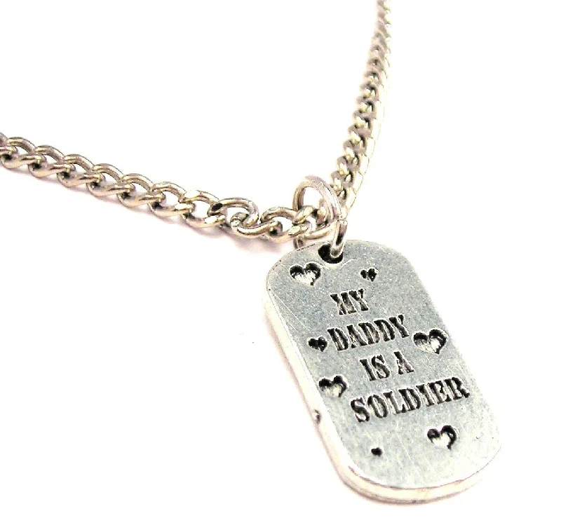 Luxury Pearl Necklace-My Daddy Is A Soldier Single Charm Necklace