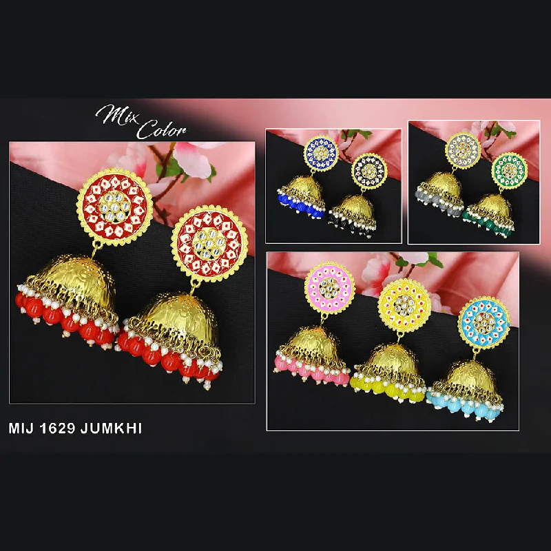 Round Shape Earrings-Mahavir Gold Plated Jhumki Earrings