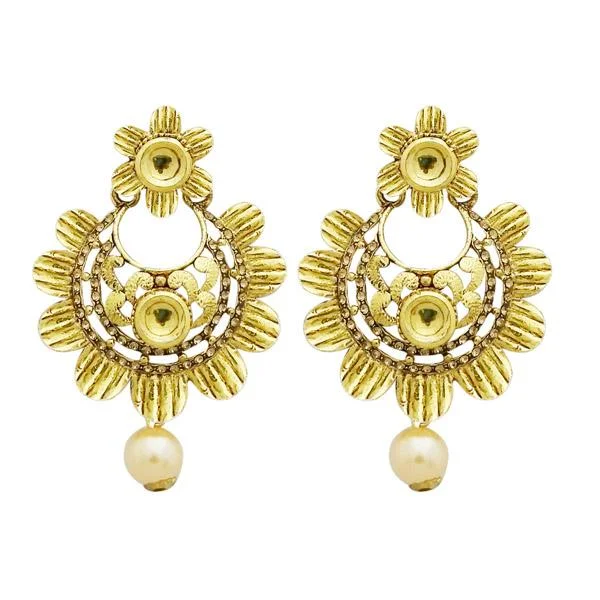 Elegant Diamond Hoop Earrings-Jheel Austrian Stone Kundan Pearl Drop Dangler Earrings - 2900204A