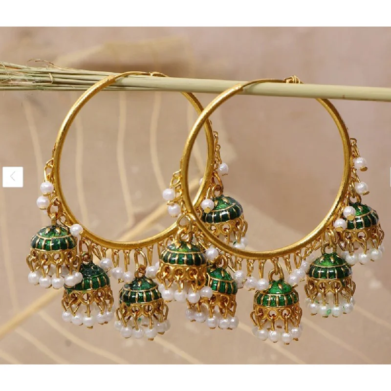 Beaded Dangle Earrings-Mahavir Gold Plated Jhumki Earrings