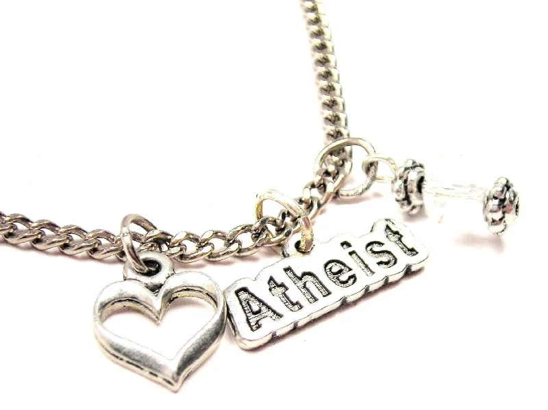 Sapphire Necklace-Atheist Necklace with Small Heart