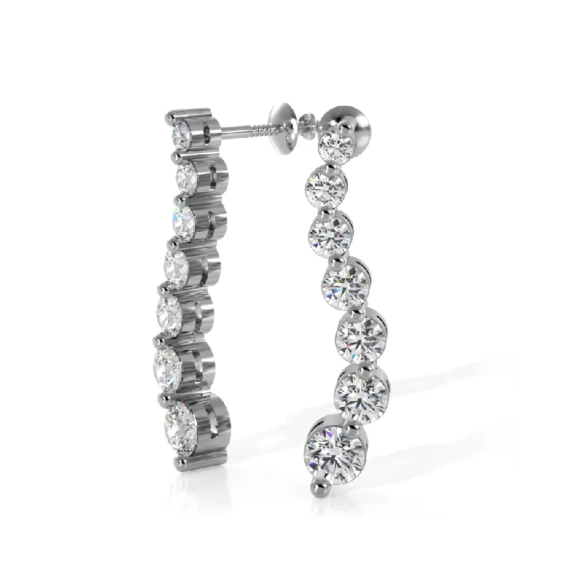 Glamorous Stud Earrings-1.00 ctw. Round Diamond Journey Earrings