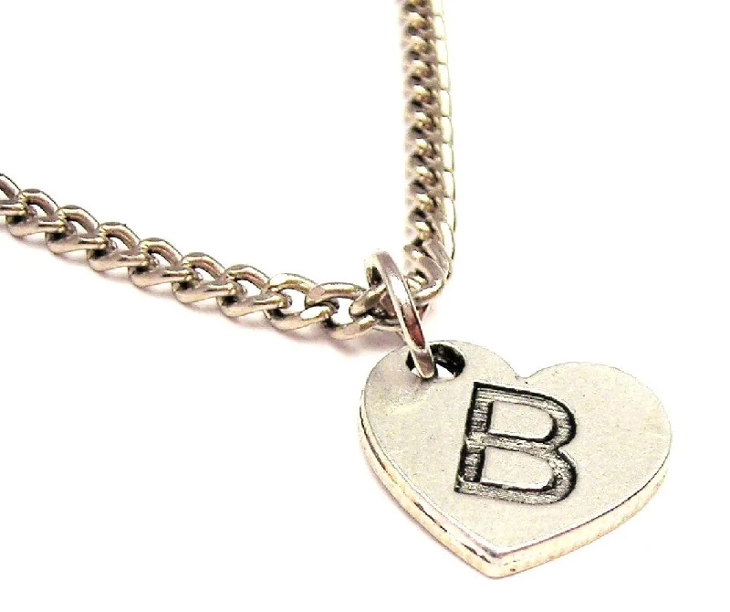 Women’s Elegant Necklace-Heart Shaped Initial B Single Charm Necklace