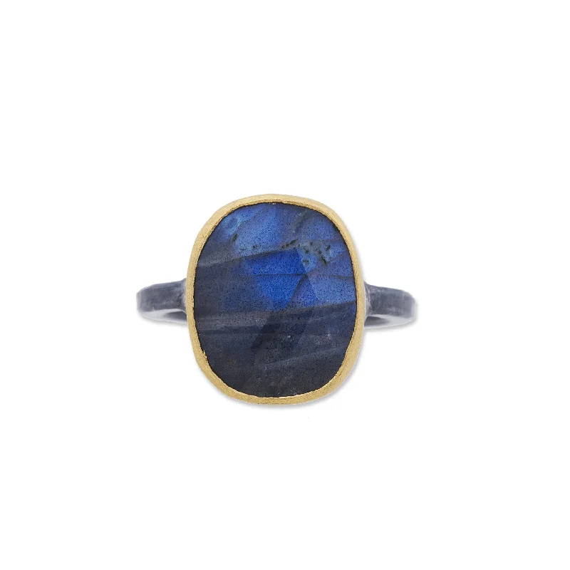 Elegant Platinum Engagement Ring-Lika Behar Labradorite Karin Ring