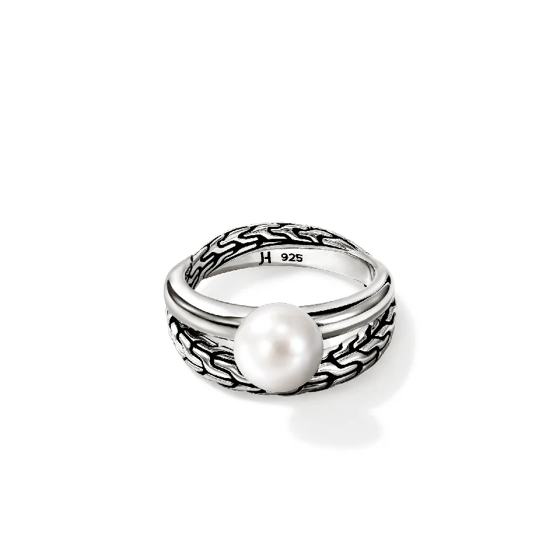 Engagement Ring with Side Stones-John Hardy two row cultured fresh water pearl ring