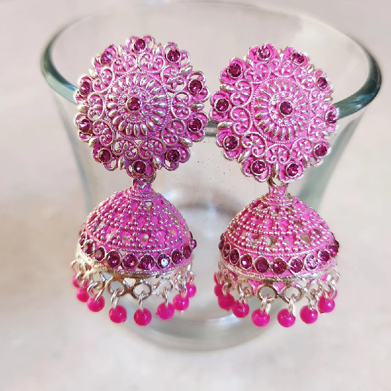 Elegant Crystal Earrings-H K Fashion Silver Plated Jhumki Earrings