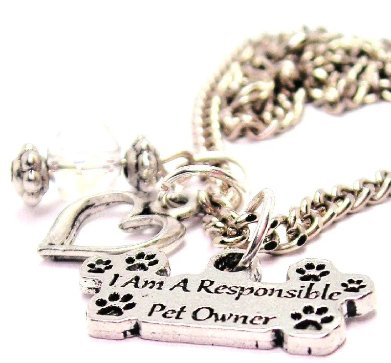 Trendy Choker Necklace-I Am A Responsible Pet Owner Necklace with Small Heart