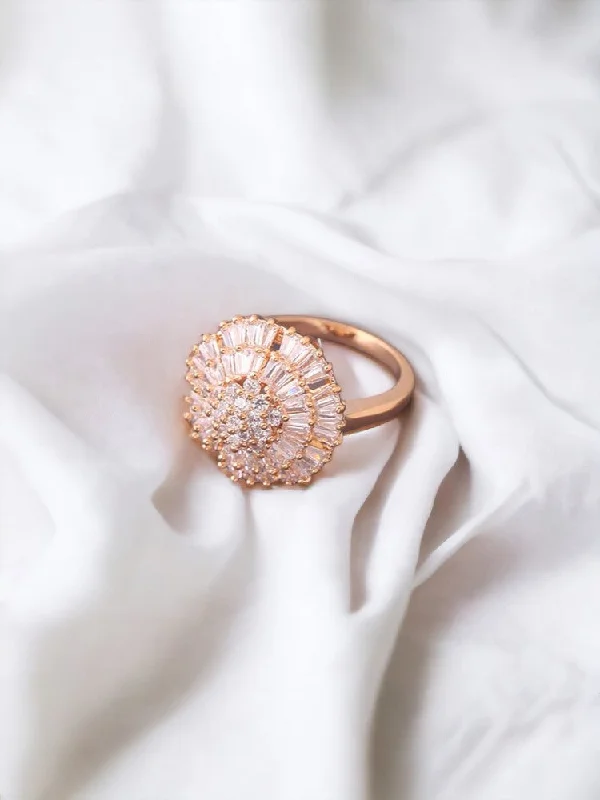 Women’s Designer Engagement Ring-Rose Gold Suchitra Zirconia Ring