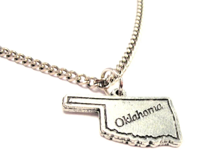 Chunky Gold Necklace-Oklahoma Single Charm Necklace