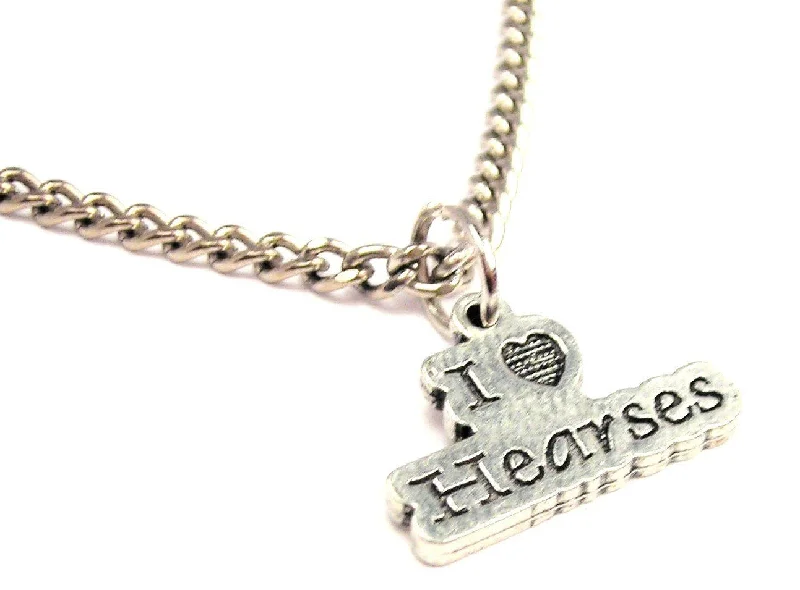 Minimalist Silver Necklace-I Love Hearses Single Charm Necklace