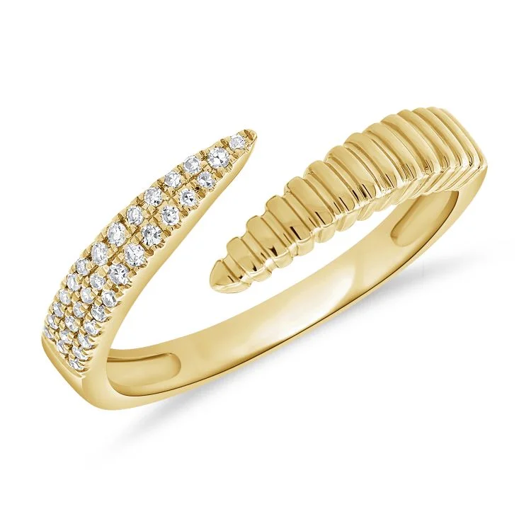 Boho Style Ring-Diamond Fluted Coil Ring