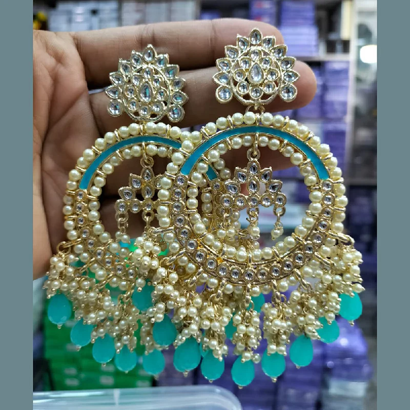 Casual Drop Earrings-Manisha Jewellery Gold Plated Kundan & Beads Dangler Earrings