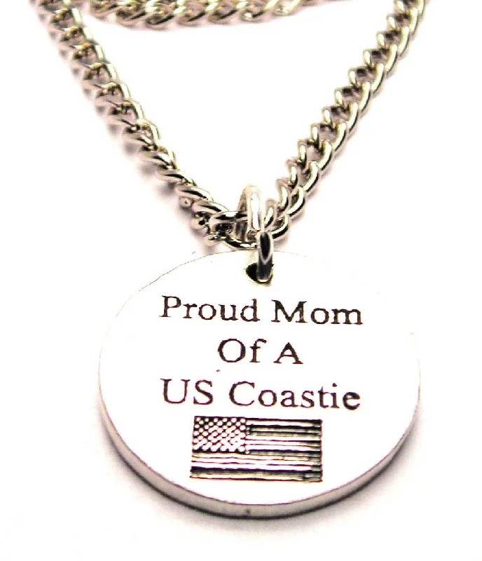 Wedding Necklace for Bride-Proud Mom Of A Us Coastie Single Charm Necklace