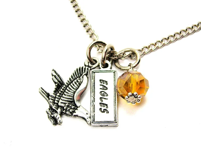 Personalized Star Necklace-Eagle With Eagles Tab Necklace With Crystal Accent