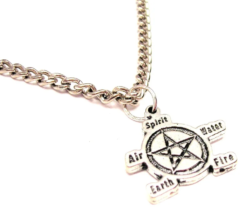 Luxury Pendant Necklace-Natures Elements Pentacle Single Charm Necklace